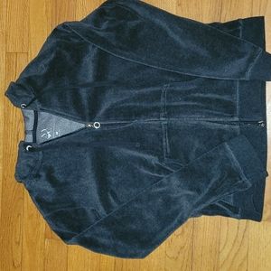 Small New York and Company charcoal gray velour hoodie